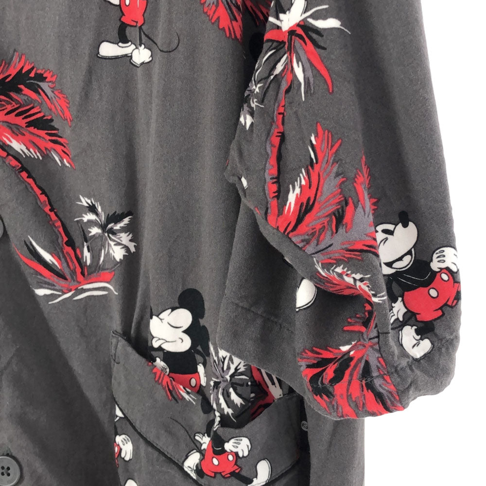 ジーユー アンダーカバーこらbp ミッキーマウス 総柄 半袖 シャツ M グレー GU UNDERCOVER メンズ