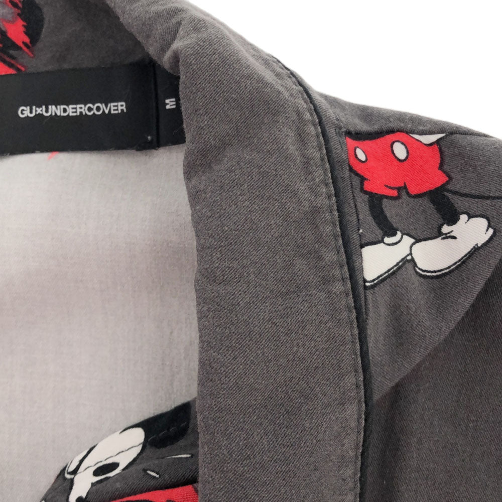 ジーユー アンダーカバーこらbp ミッキーマウス 総柄 半袖 シャツ M グレー GU UNDERCOVER メンズ
