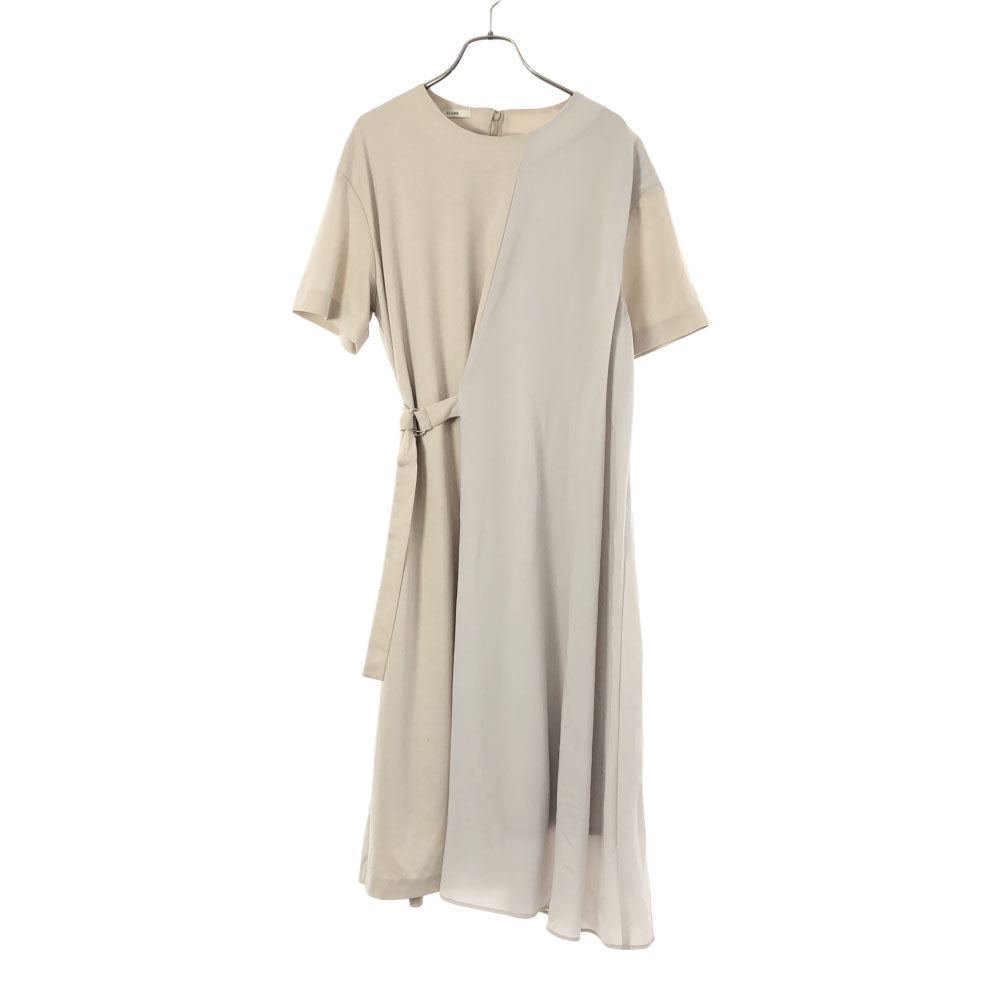 CLANE クラネ 日本製 半袖 デザイン ワンピース 1 ベージュ 切替 バックファスナー レディース