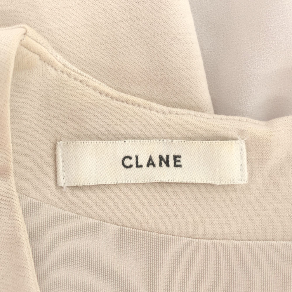 CLANE クラネ 日本製 半袖 デザイン ワンピース 1 ベージュ 切替 バックファスナー レディース