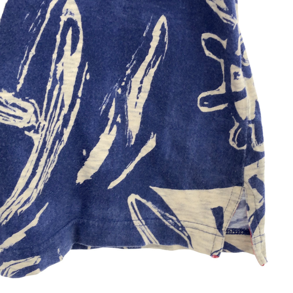 フォーティーファイブアールピーエム 日本製 総柄 半袖 ポロシャツ 3 ブルー 45R 45rpm メンズ