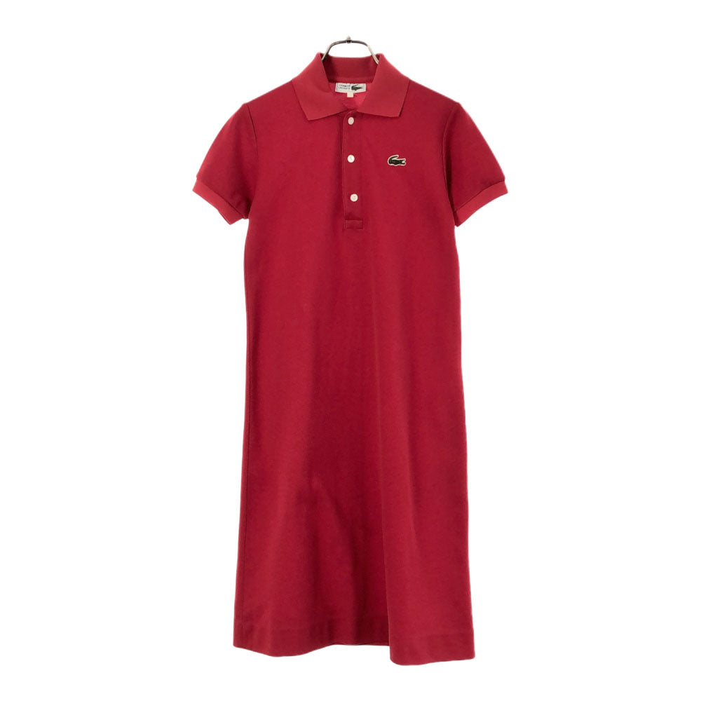 LACOSTE ラコステ 半袖 膝丈ワンピース レッド レディース