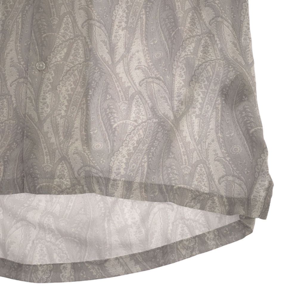 ビームスハート MULHOUSE 総柄 半袖 オープンカラーシャツ M グレー BEAMS HEART 胸ポケット 鹿の子 メンズ