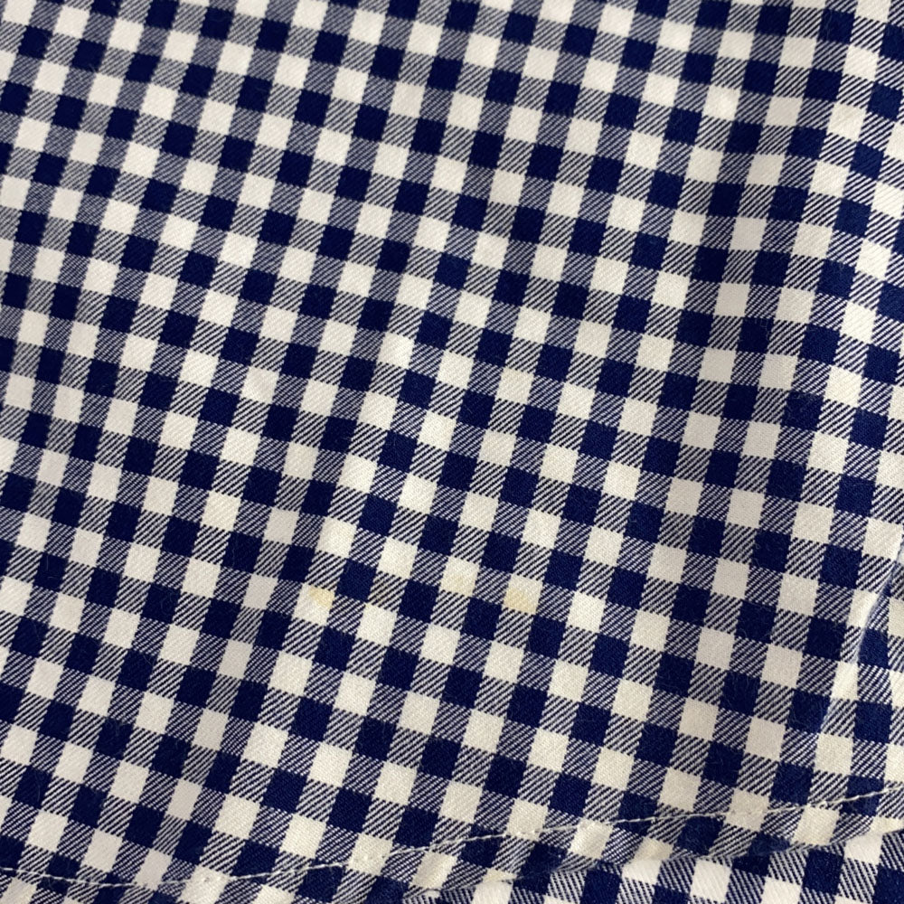 Mr.GENTLEMAN ミスタージェントルマン 日本製 チェック柄 半袖 バンドカラーシャツ M ネイビー×ホワイト メンズ