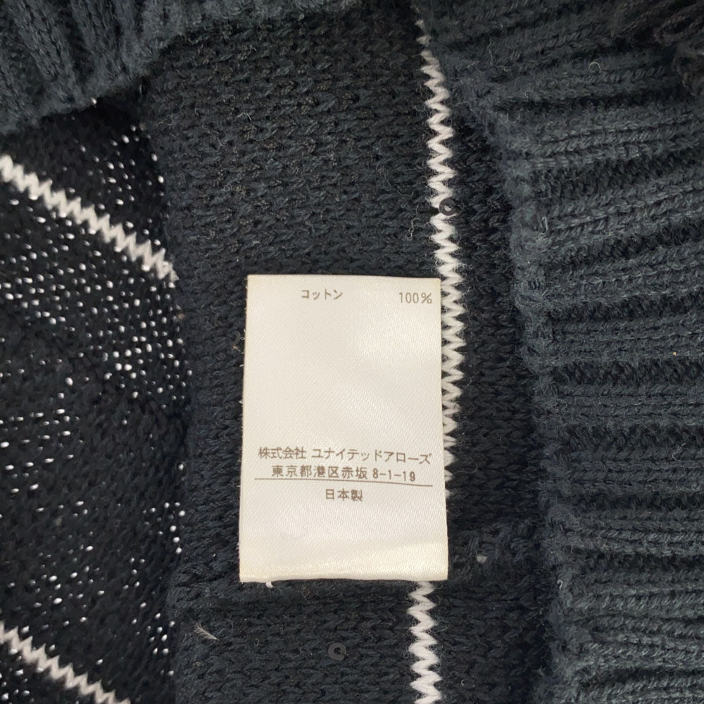 Drawer ドゥロワー ボーダー 半袖 フリンジ ニット 1 ブラック カットソー レディース