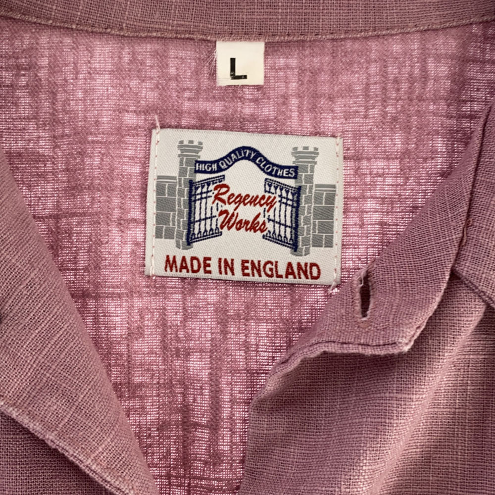 Regency Works リージェンシーワークス イギリス製 リネン 半袖 シャツ ロングワンピース L パープル系 レディース