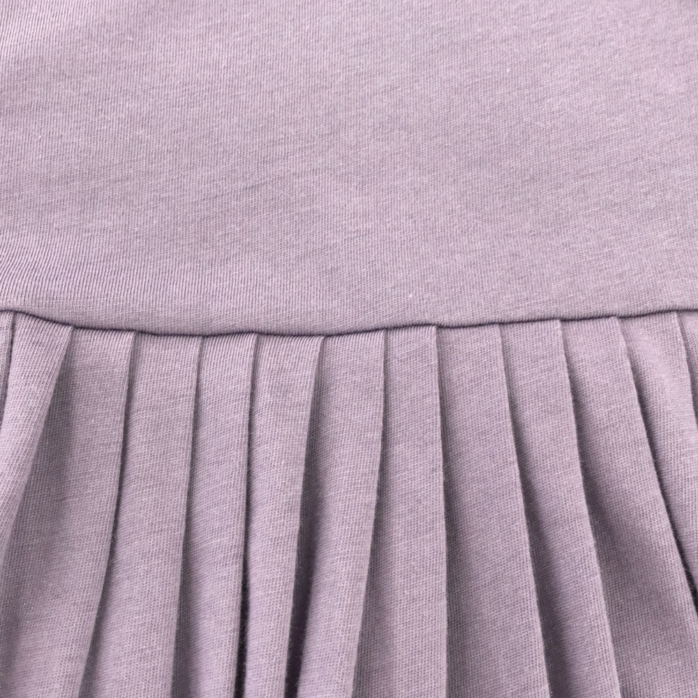 デミリー ノースリーブ プリ-ツ切替 ロングワンピース XS パープル DEMYLEE レディース