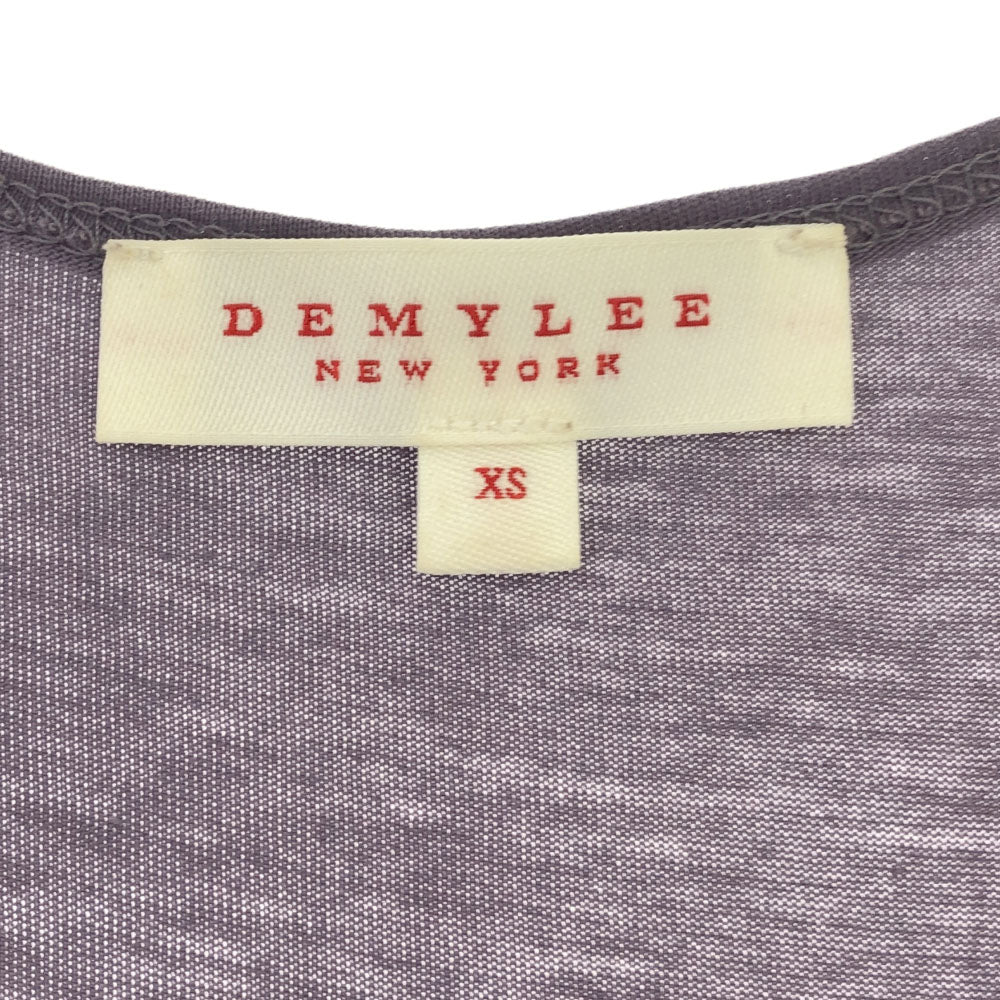 デミリー ノースリーブ プリ-ツ切替 ロングワンピース XS パープル DEMYLEE レディース