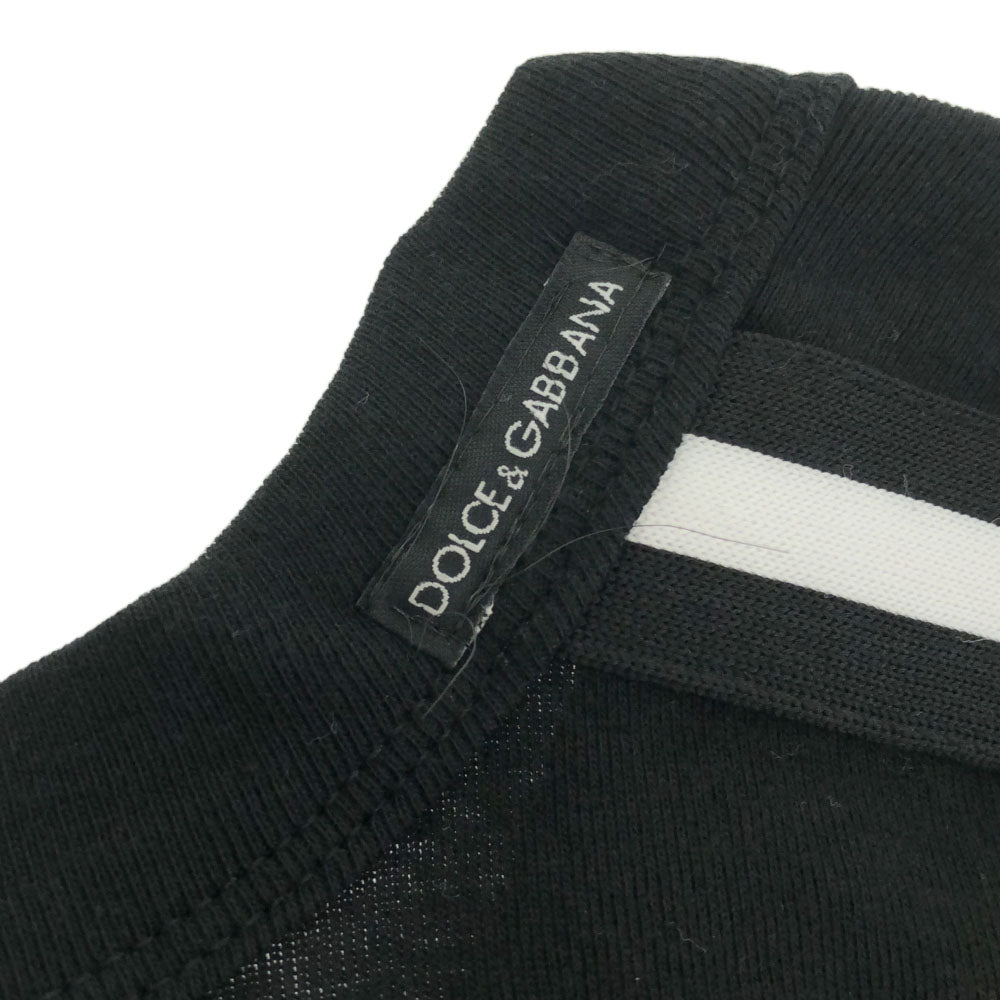 DOLCE&GABBANA ドルチェアンドガッバーナ イタリア製 ワッペン 半袖 Vネック Tシャツ 50 ブラック メンズ