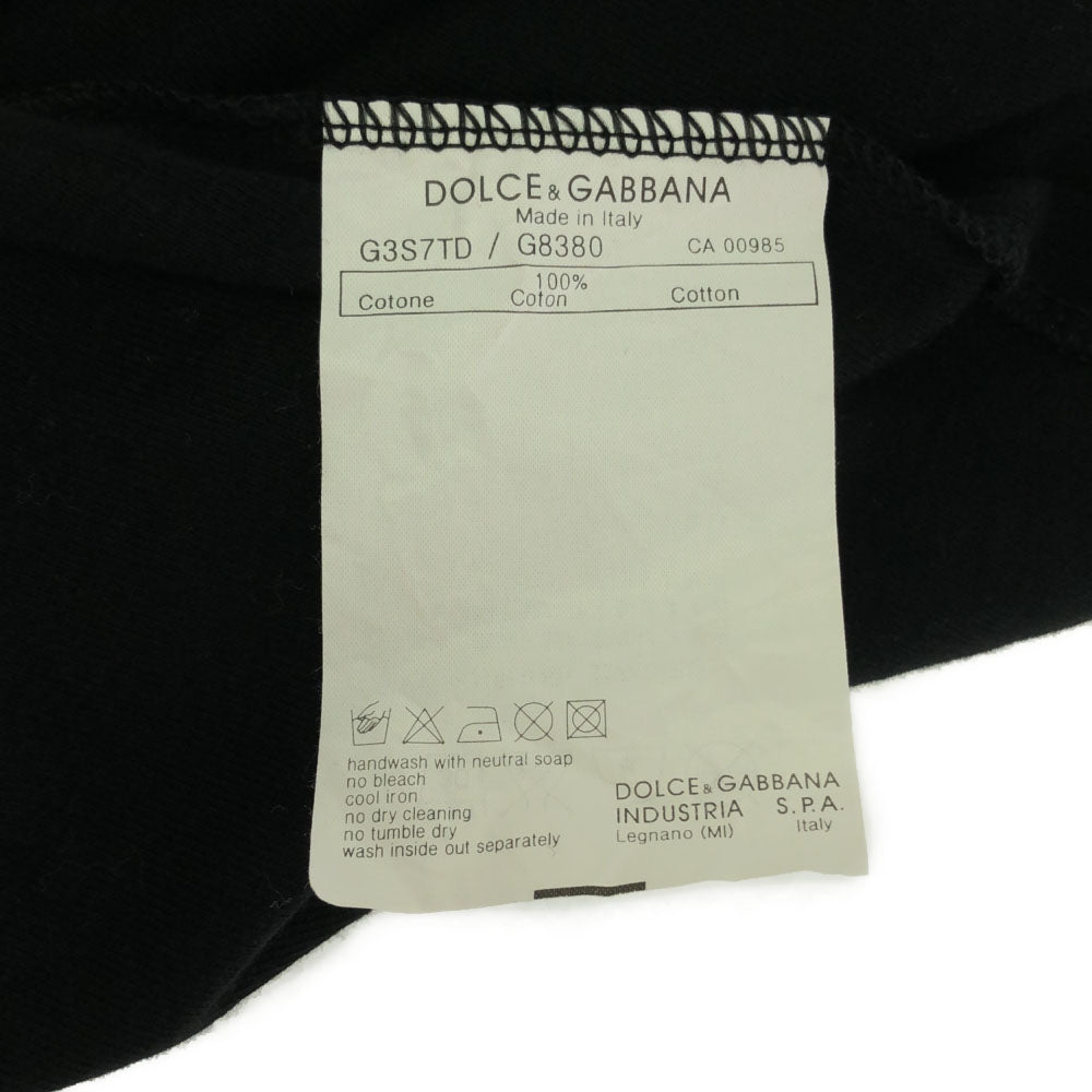DOLCE&GABBANA ドルチェアンドガッバーナ イタリア製 ワッペン 半袖 Vネック Tシャツ 50 ブラック メンズ