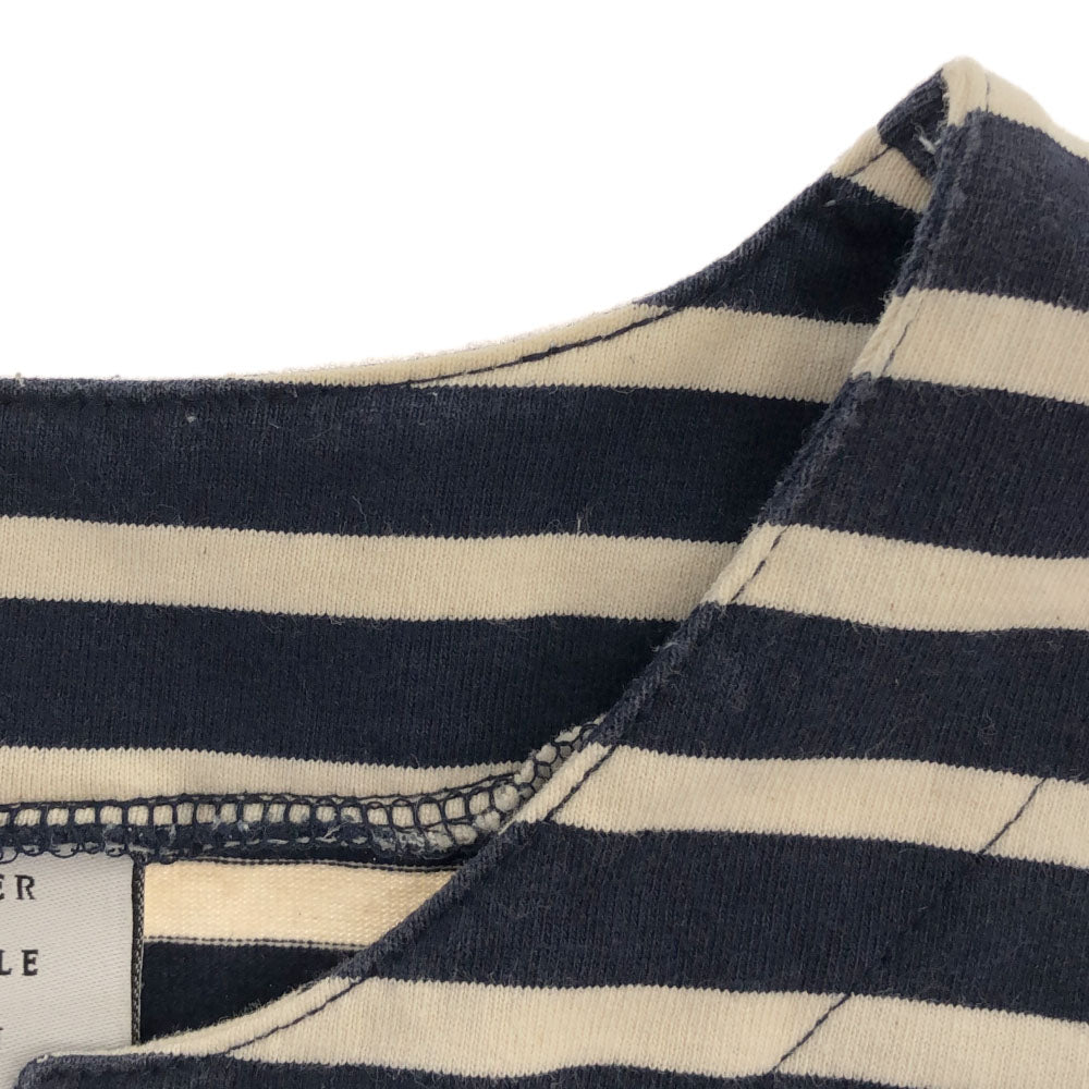 ミスタージェントルマン 日本製 ボーダー 半袖 カットソー M ネイビー×アイボリー Mr.GENTLEMAN レースアップ メンズ