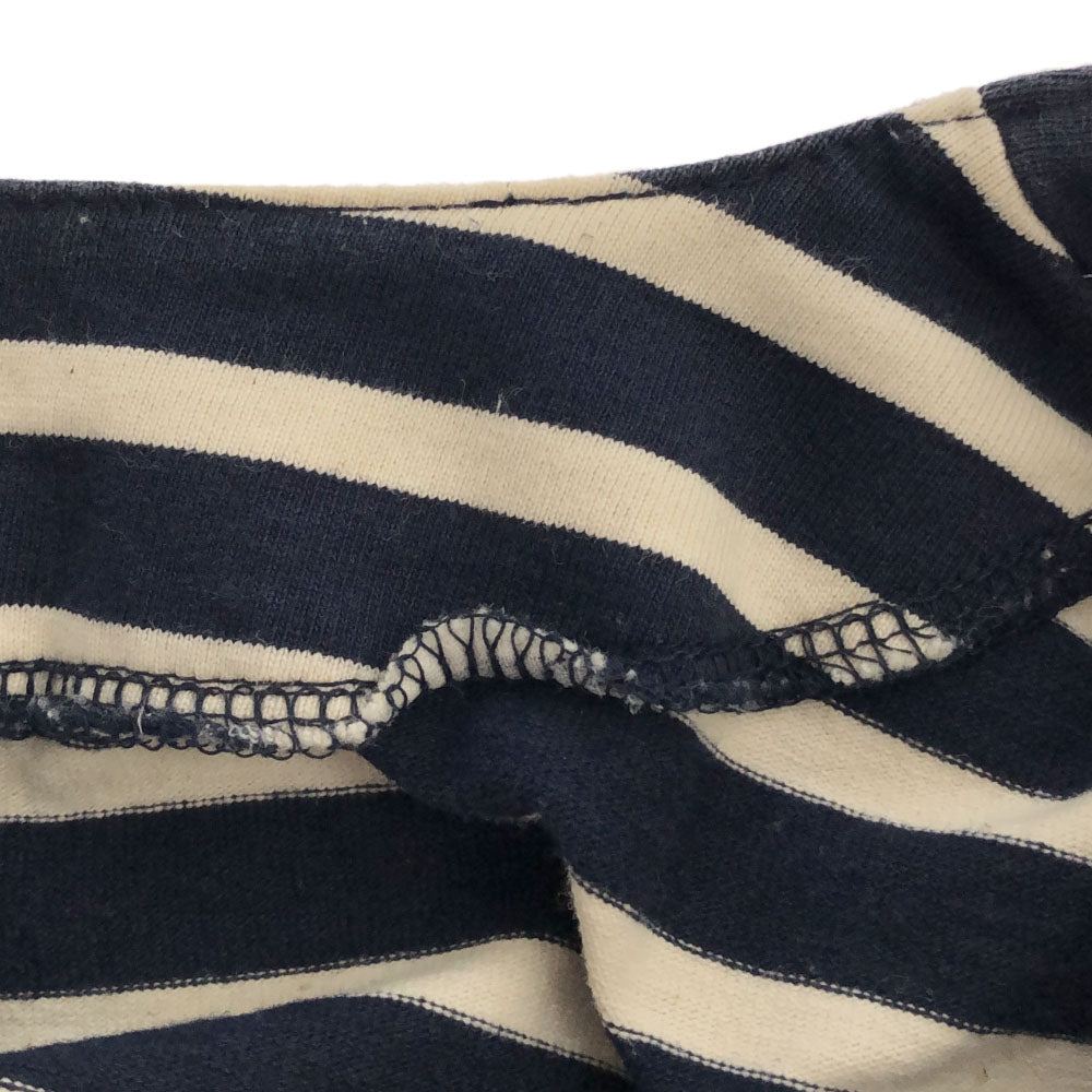 ミスタージェントルマン 日本製 ボーダー 半袖 カットソー M ネイビー×アイボリー Mr.GENTLEMAN レースアップ メンズ