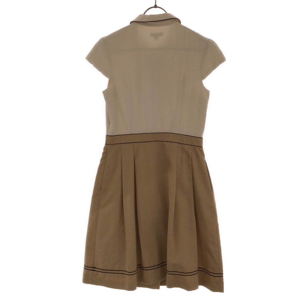 TOCCA トッカ 半袖 切替 ワンピース 2 ベージュ サイドジップ レディース