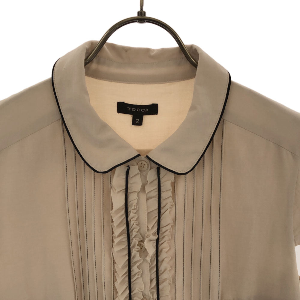 TOCCA トッカ 半袖 切替 ワンピース 2 ベージュ サイドジップ レディース