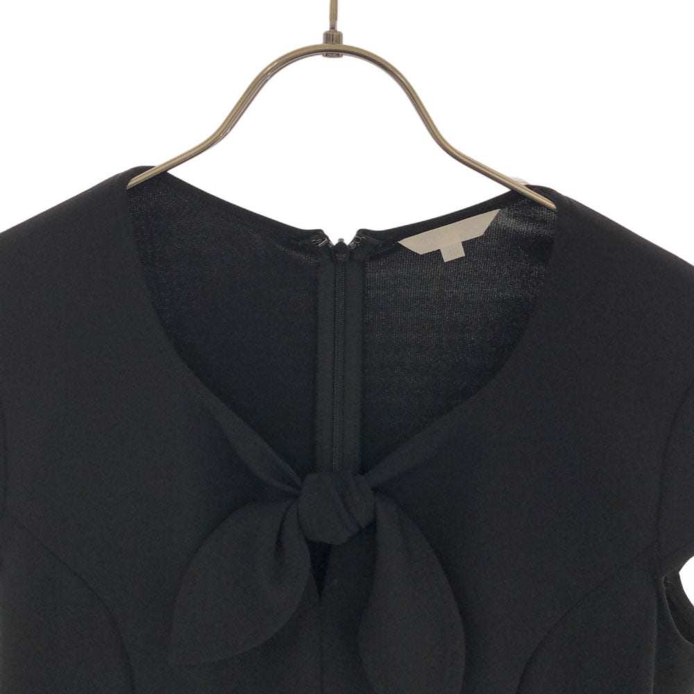 TO BE CHIC トゥービーシック 総柄 半袖 ワンピース 40 ブラック バックジップ レディース