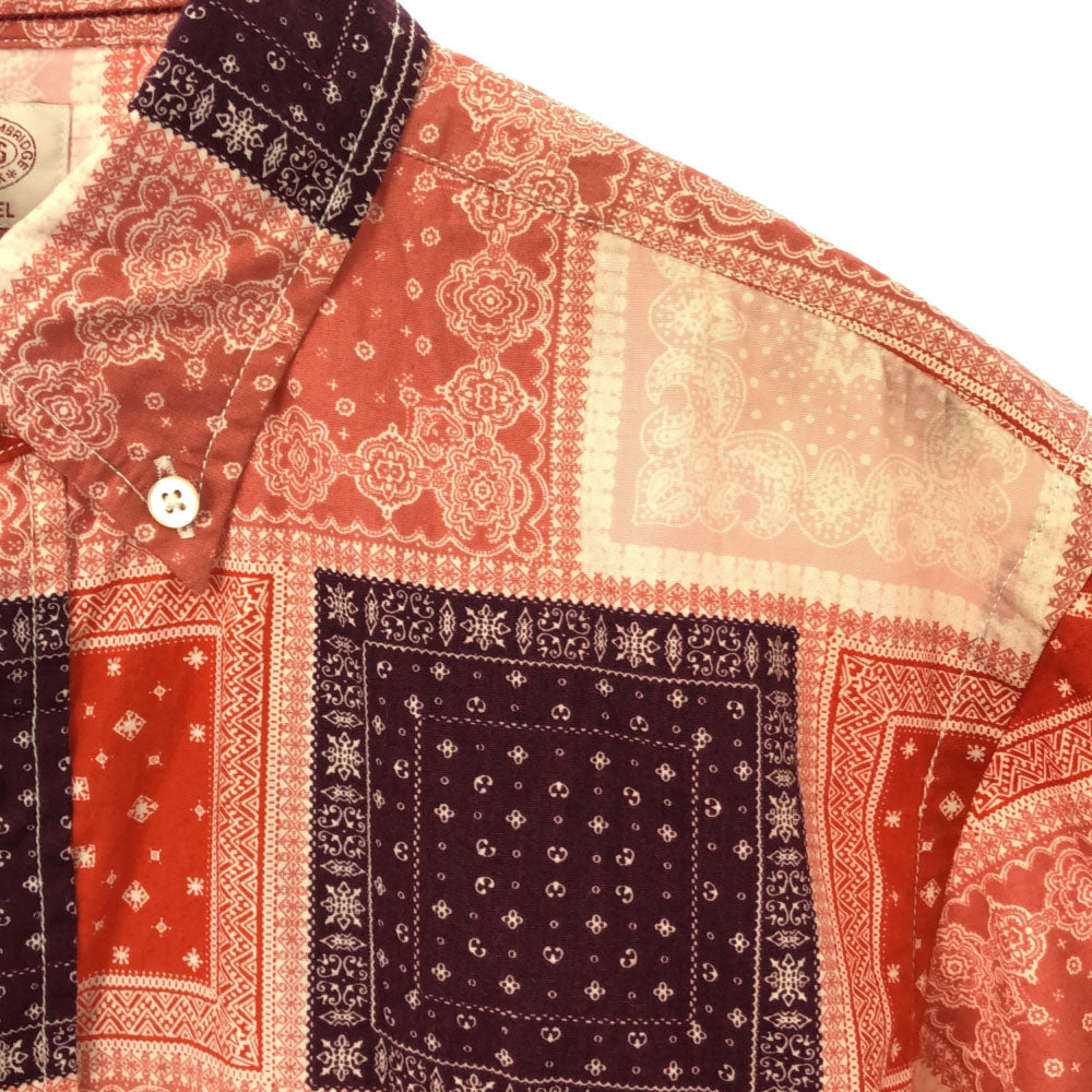 ジェイプレスレッドレーベル 総柄 半袖 ボタンダウンシャツ L レッド系 J.PRESS RED LABEL メンズ