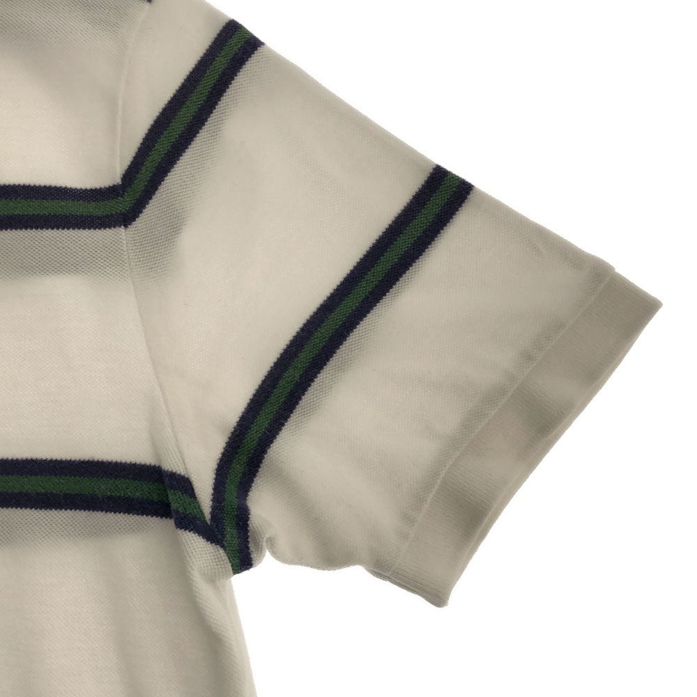 ポロバイラルフローレン ボーダー 半袖 ポロシャツ LL ホワイト Polo by Ralph Lauren 鹿の子地 メンズ