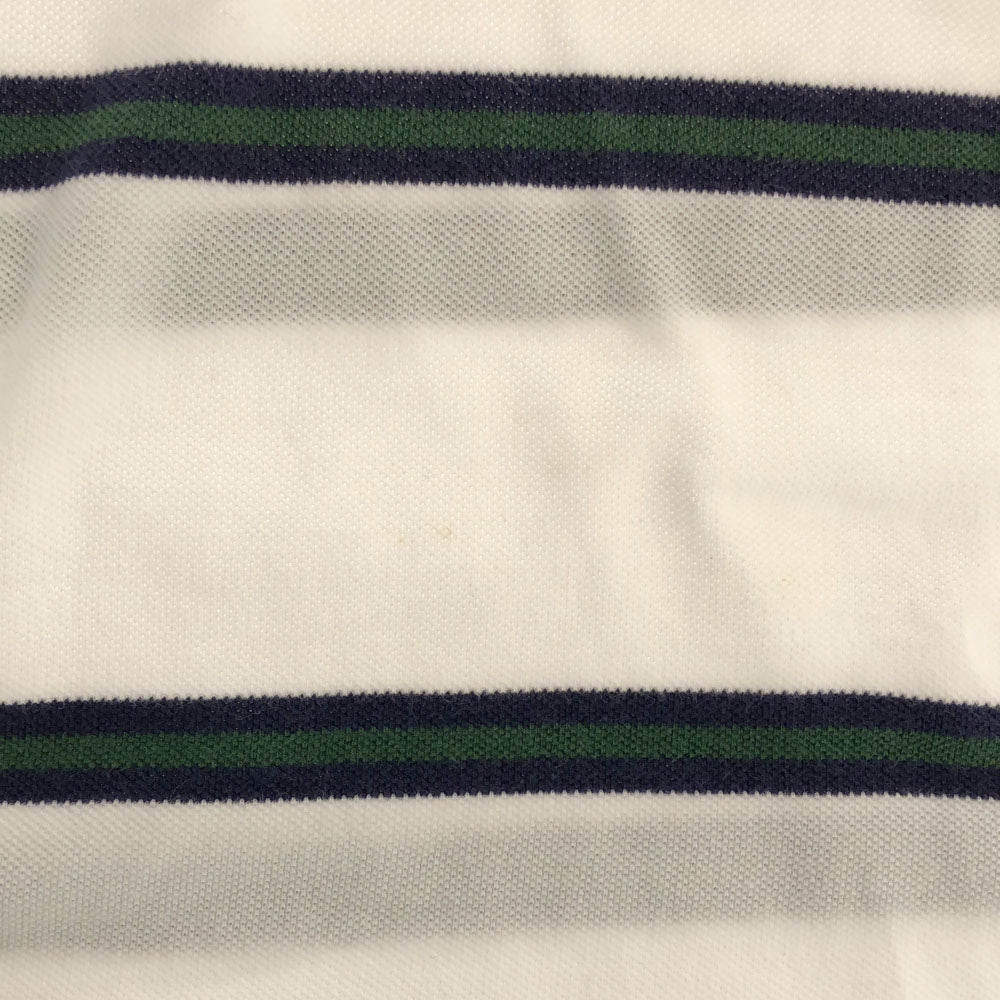 ポロバイラルフローレン ボーダー 半袖 ポロシャツ LL ホワイト Polo by Ralph Lauren 鹿の子地 メンズ