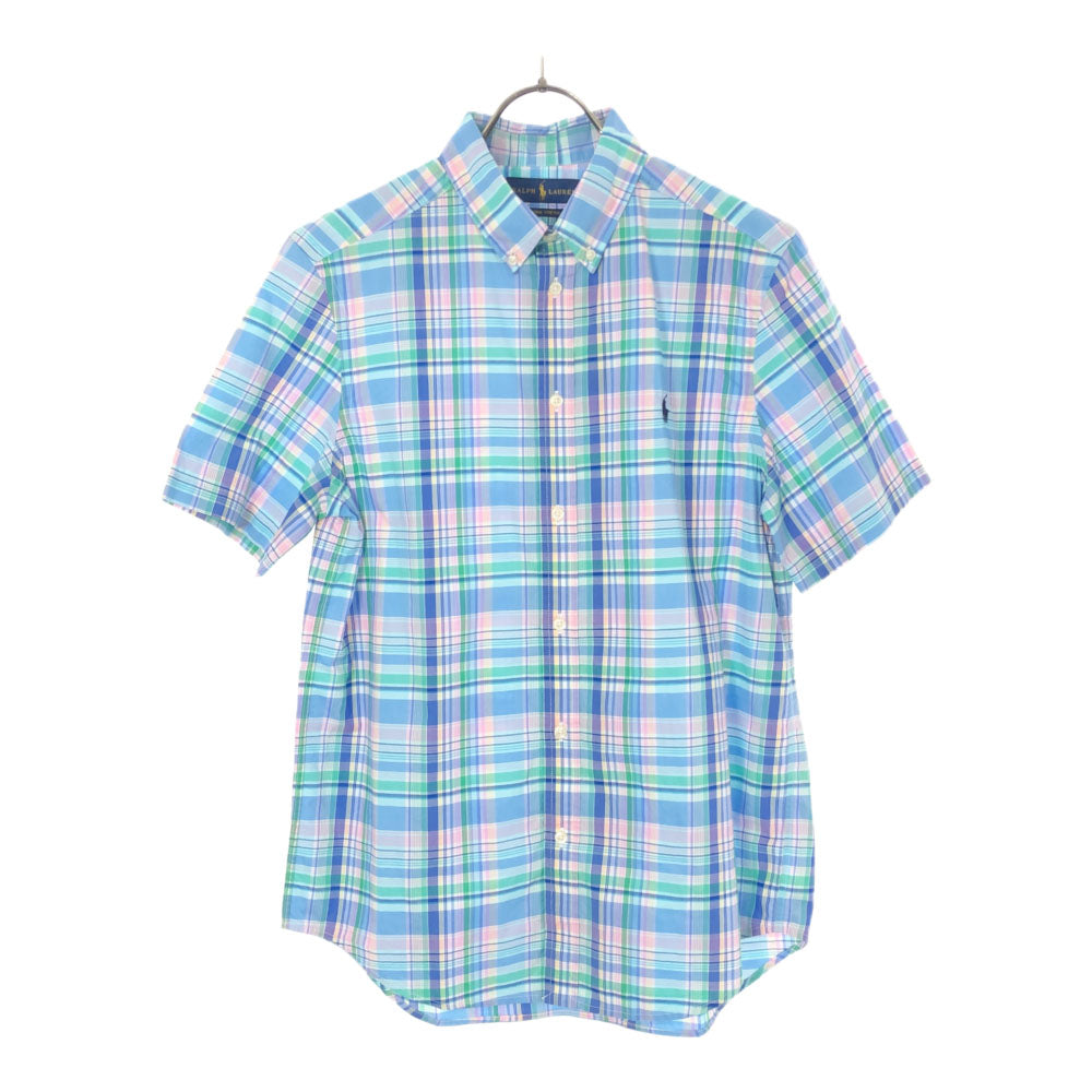 未使用 RALPH LAUREN ラルフローレン チェック 半袖 ボタンダウンシャツ XL(18-20) ブルー系 キッズ