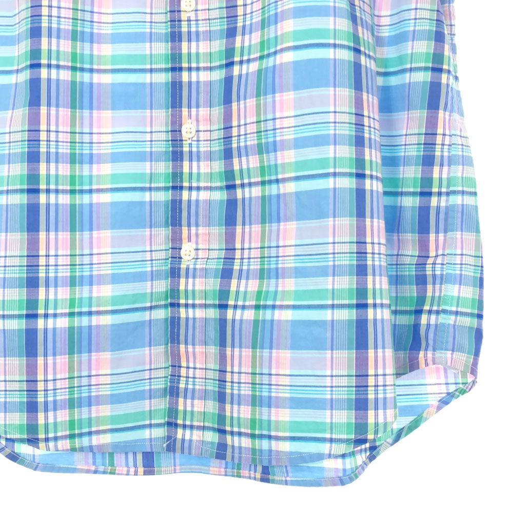 未使用 RALPH LAUREN ラルフローレン チェック 半袖 ボタンダウンシャツ XL(18-20) ブルー系 キッズ