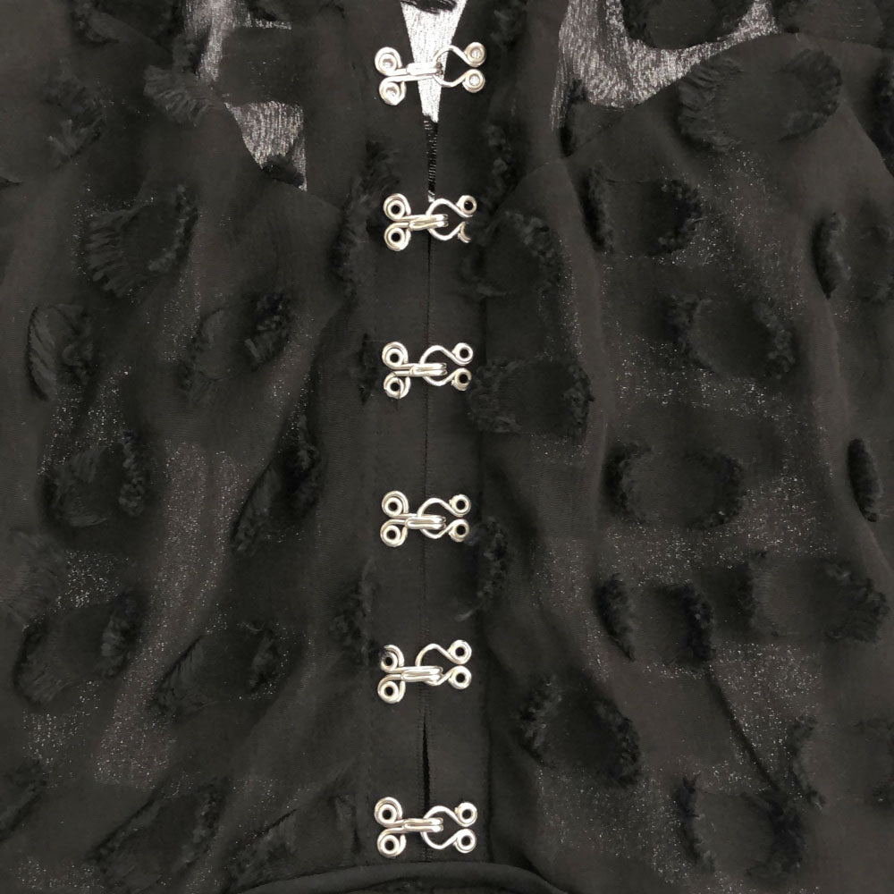 Proenza Schouler プロエンザスクーラー 半袖 ロングワンピース 0 ブラック フリンジ レディース