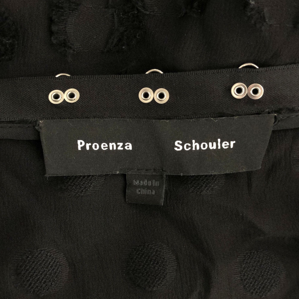 Proenza Schouler プロエンザスクーラー 半袖 ロングワンピース 0 ブラック フリンジ レディース