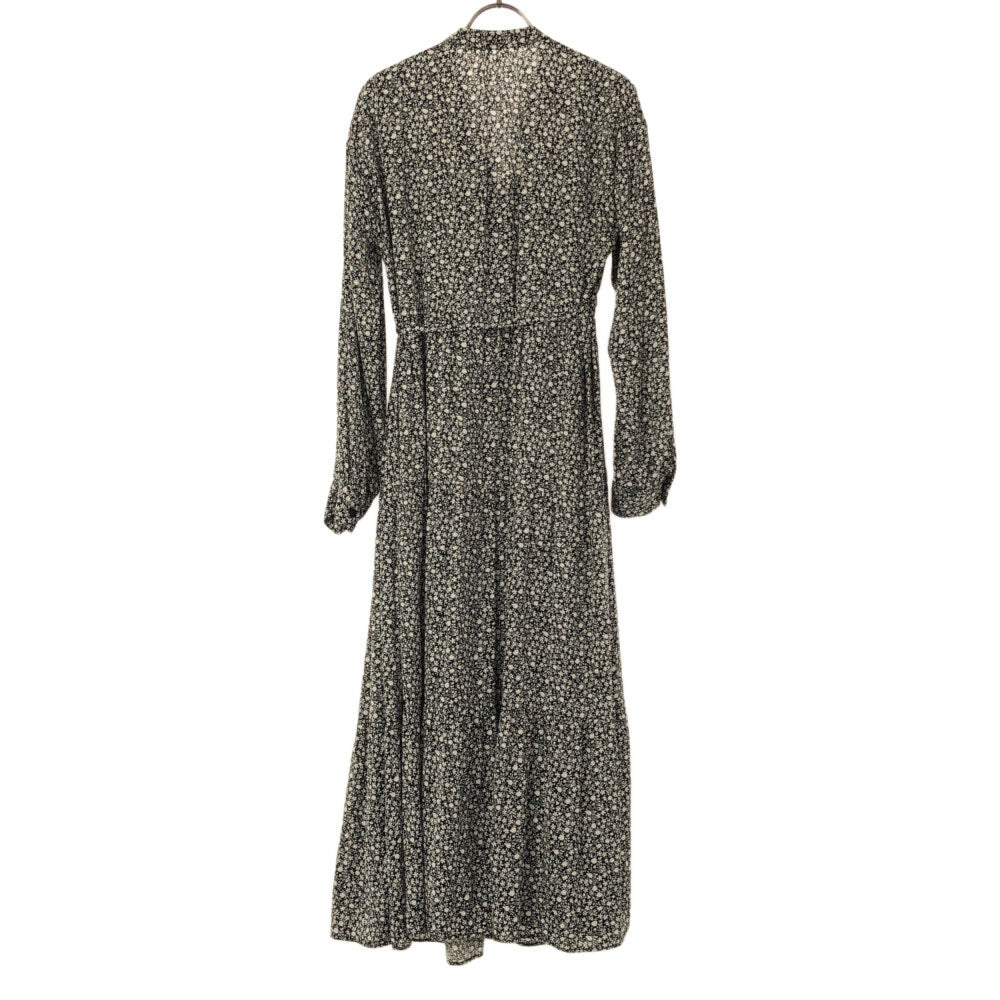 アーバンリサーチ 花柄 長袖 ロングワンピース FREE ブラック×ホワイト URBAN RESEARCH キャミソール付 レディース