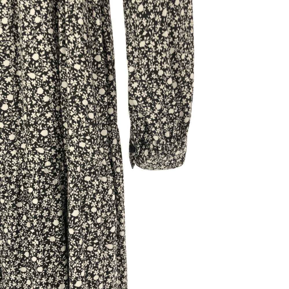 アーバンリサーチ 花柄 長袖 ロングワンピース FREE ブラック×ホワイト URBAN RESEARCH キャミソール付 レディース