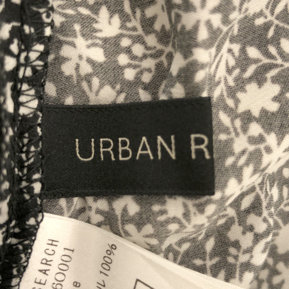 アーバンリサーチ 花柄 長袖 ロングワンピース FREE ブラック×ホワイト URBAN RESEARCH キャミソール付 レディース