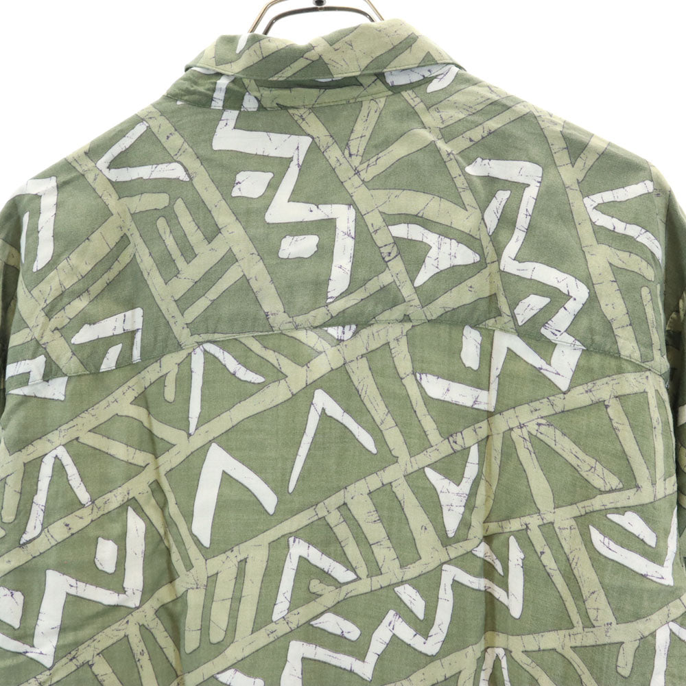ピューリタン 90s レーヨン 総柄 半袖 シャツ M カーキ オールド ヴィンテージ メンズ
