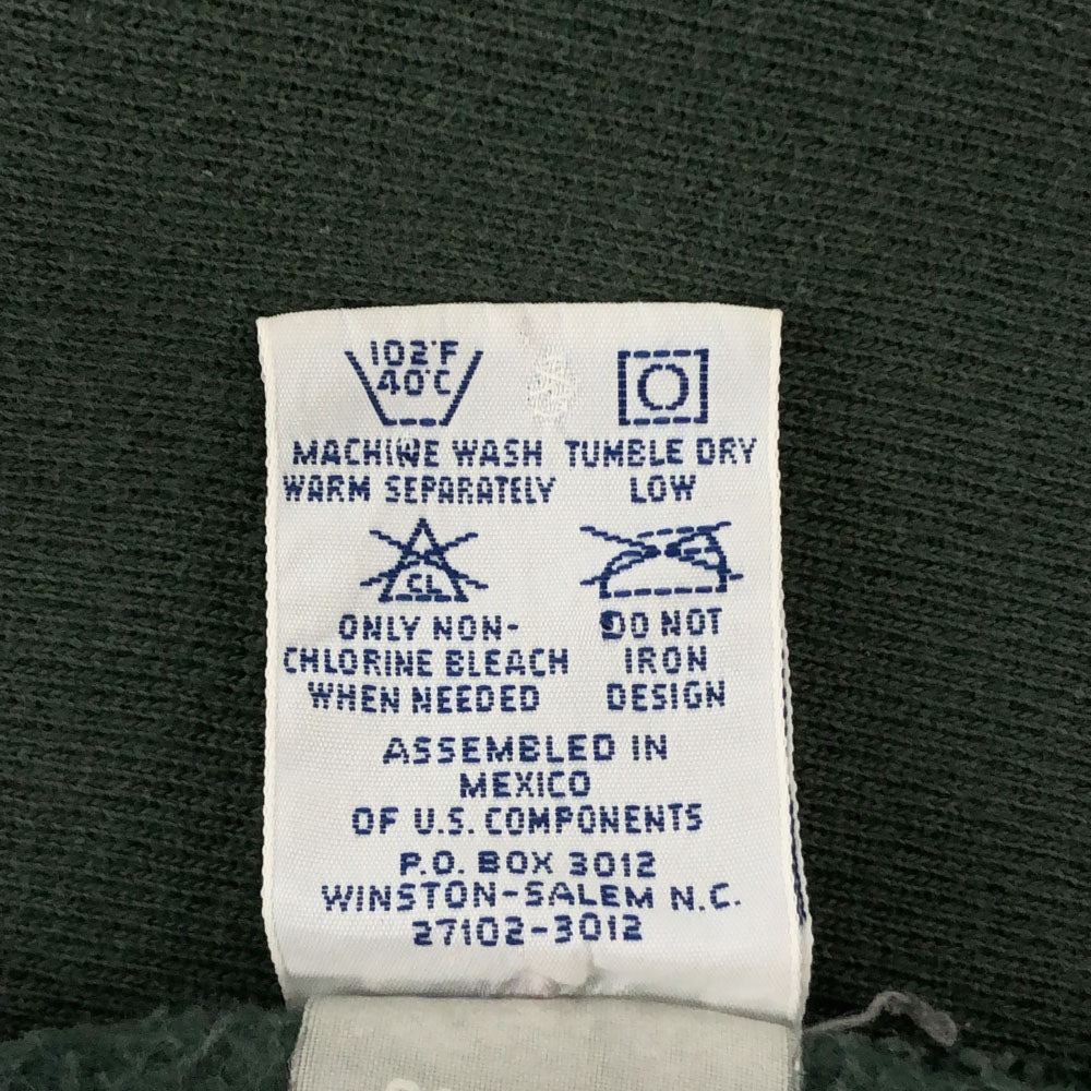 Champion チャンピオン 90s REVERSE WEAVE プリント 長袖 刺繍タグ トレーナー XXL グリーン スウェット ビッグサイズ オールド ヴィンテージ レディース