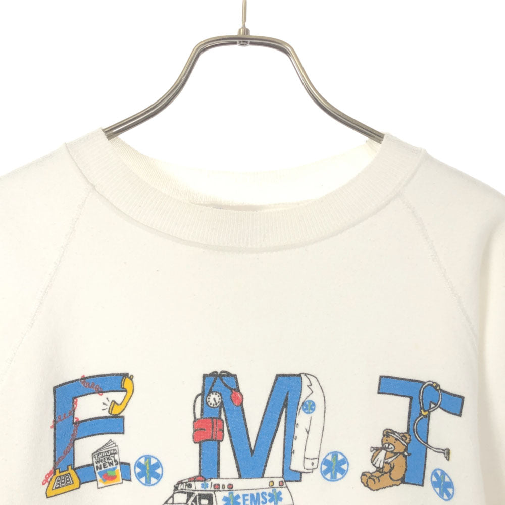 Hanes ヘインズ 90s ACTIVEWEAR USA製 プリント 長袖 トレーナー M ホワイト オールド ヴィンテージ メンズ