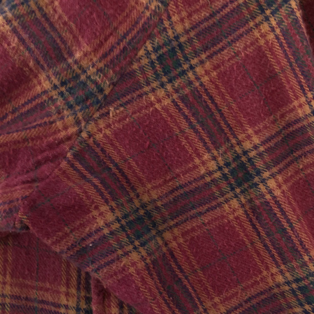 POLO COUNTRY RALPH LAUREN ポロカントリー ラルフローレン 90s チェック柄 ロゴ刺繍 長袖 ボタンダウンシャツ S レッド系 オールド ヴィンテージ メンズ