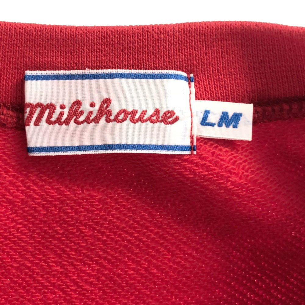 mikihouse ミキハウス 日本製 ロゴワッペン 長袖 スウェット トレーナー LM レッド メンズ