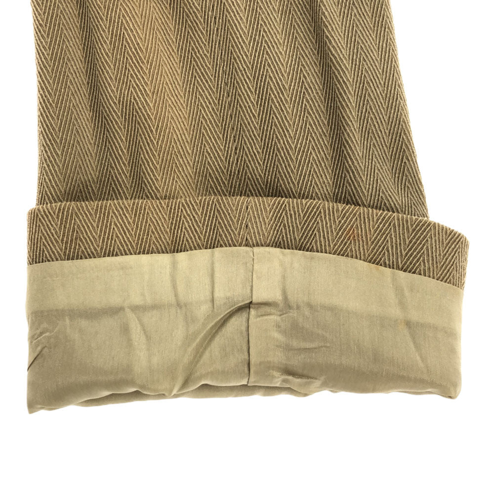 エンポリオアルマーニ 90s イタリア製 へリーンボーン ノーカラージャケット ベージュ系 Emporio Armani オールド ヴィンテージ レディース