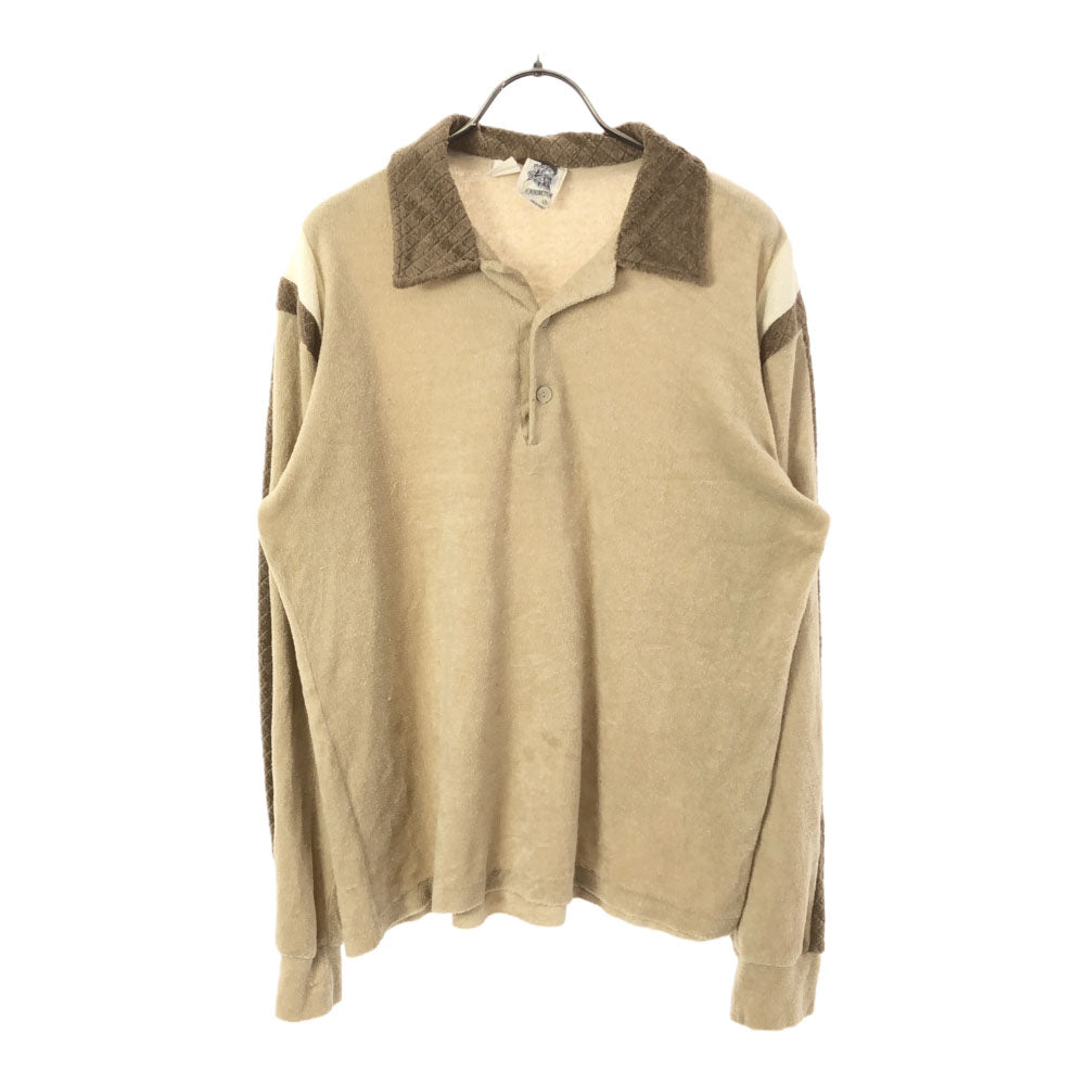 KENNINGTON ケニントン 70s 長袖 パイル地 ポロシャツ ベージュ系 オールド ヴィンテージ メンズ
