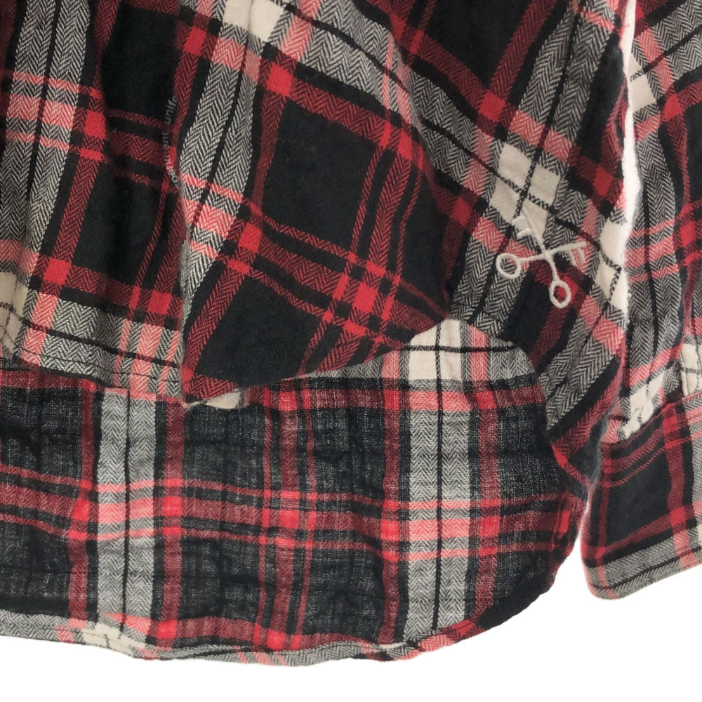 uniform experiment ユニフォームエクスペリメント 日本製 チェック 長袖 フード付き コットンシャツ 1 ブラック×レッド メンズ