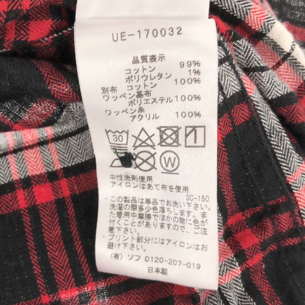 uniform experiment ユニフォームエクスペリメント 日本製 チェック 長袖 フード付き コットンシャツ 1 ブラック×レッド メンズ