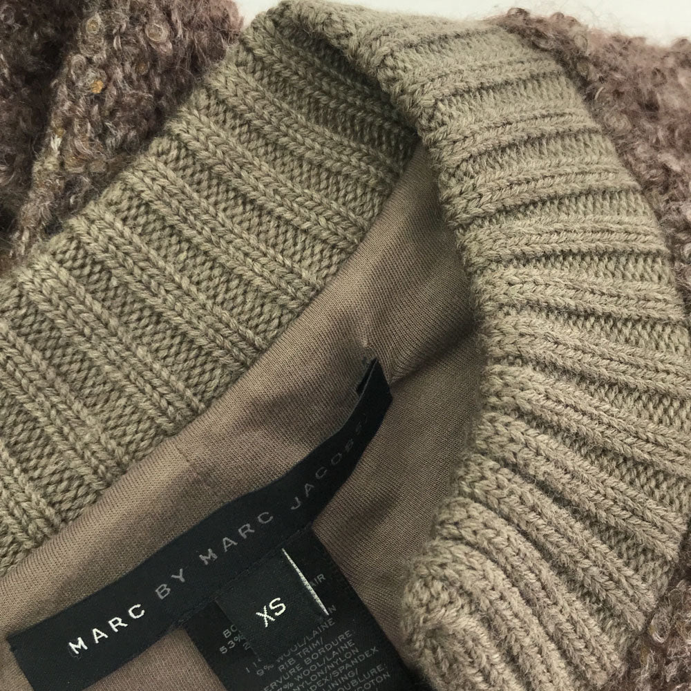 マークバイ マークジェイコブス モヘヤブレンド 長袖 ブークレ ジャケット XS ブラウン レディース