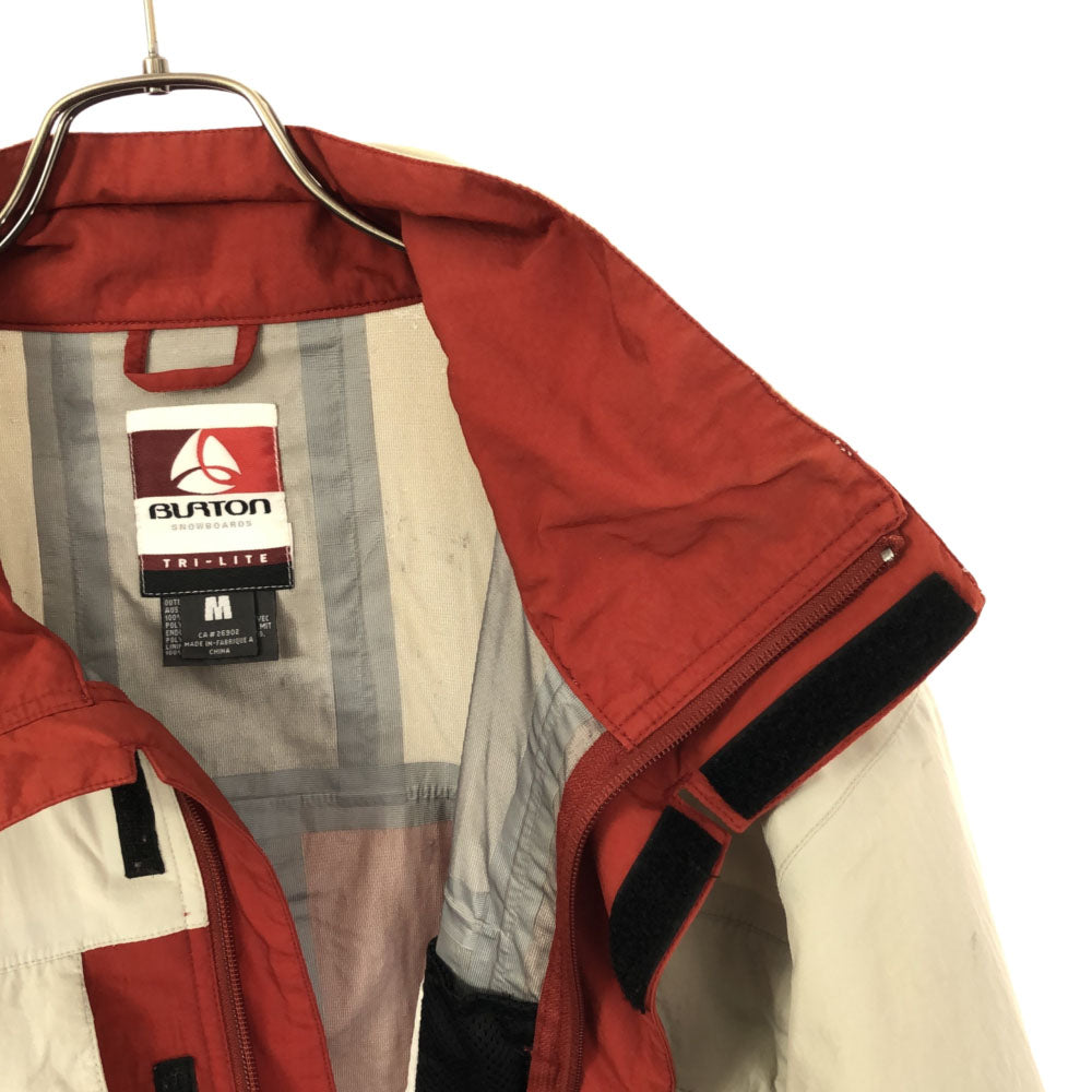 BURTON バートン スノーボード 長袖 ウェア M ベージュ×レッド スノーガード メンズ