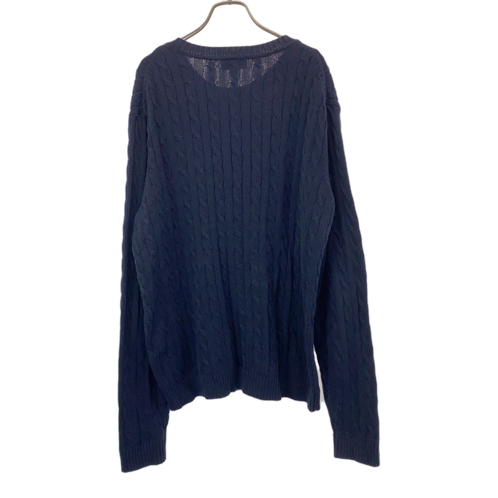 LACOSTE ラコステ ケーブル編み 長袖 セーター L ネイビー ニット メンズ