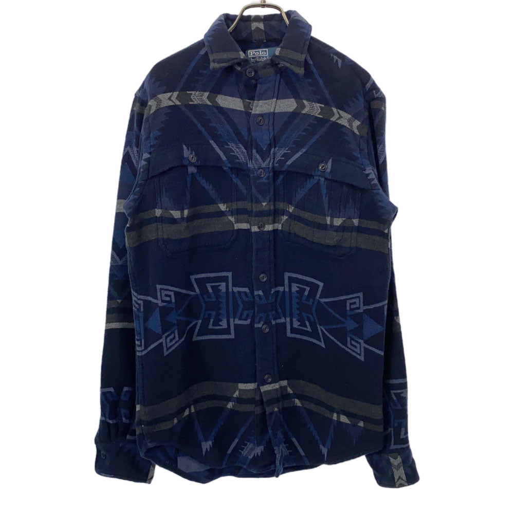 Polo by Ralph Lauren ポロバイラルフローレン 総柄 長袖 コットンシャツ XS ネイビー メンズ