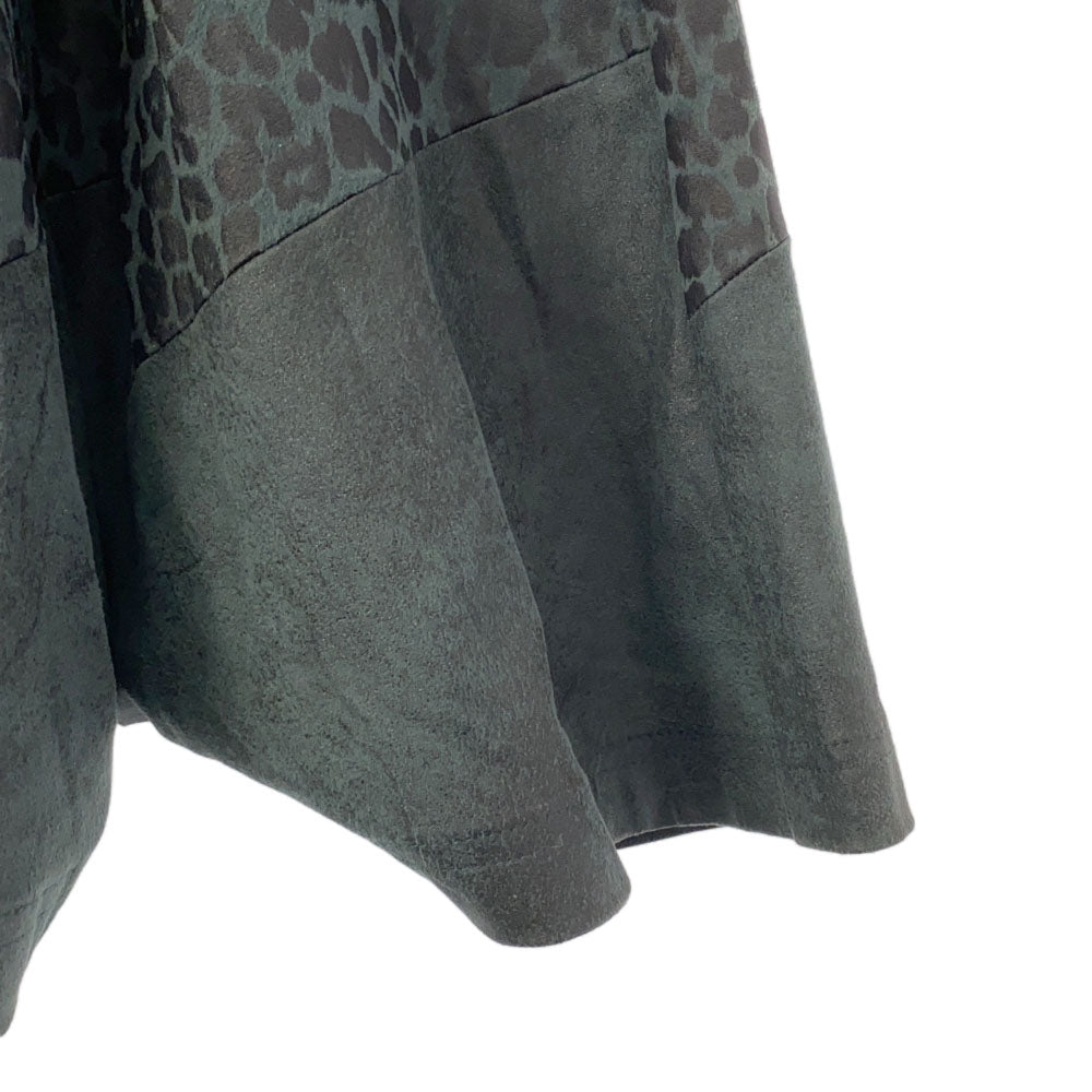 DIESEL ディーゼル ヒョウ柄 アニマル ミディ丈 フレアスカート 23 グリーン サイドジップ レディース