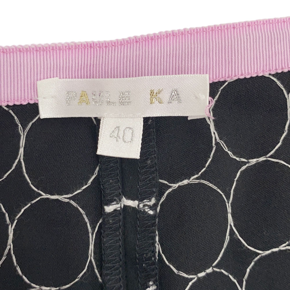 PAULE KA ポールカ 総柄 カプリパンツ 40 ブラック レディース