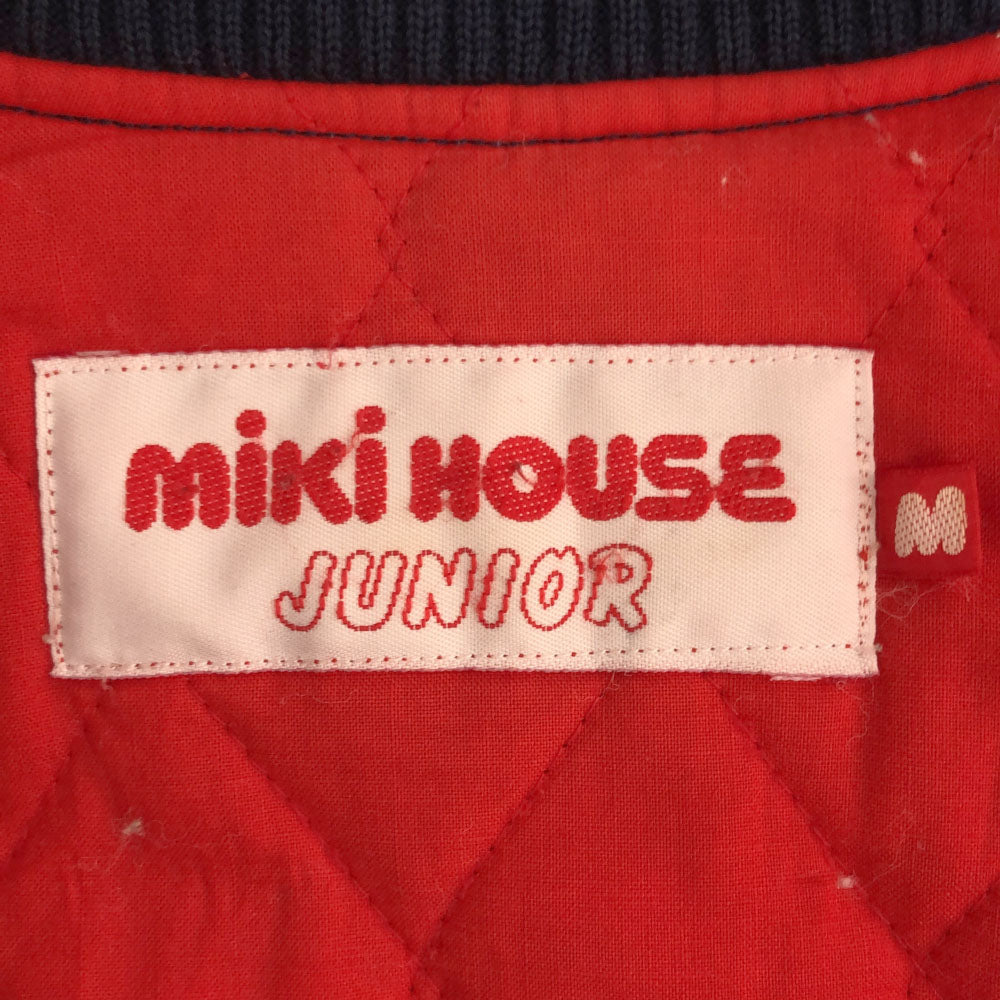 ミキハウス ジュニア 日本製 刺繍 スタジャン M ネイビー 裏キルティング キッズ