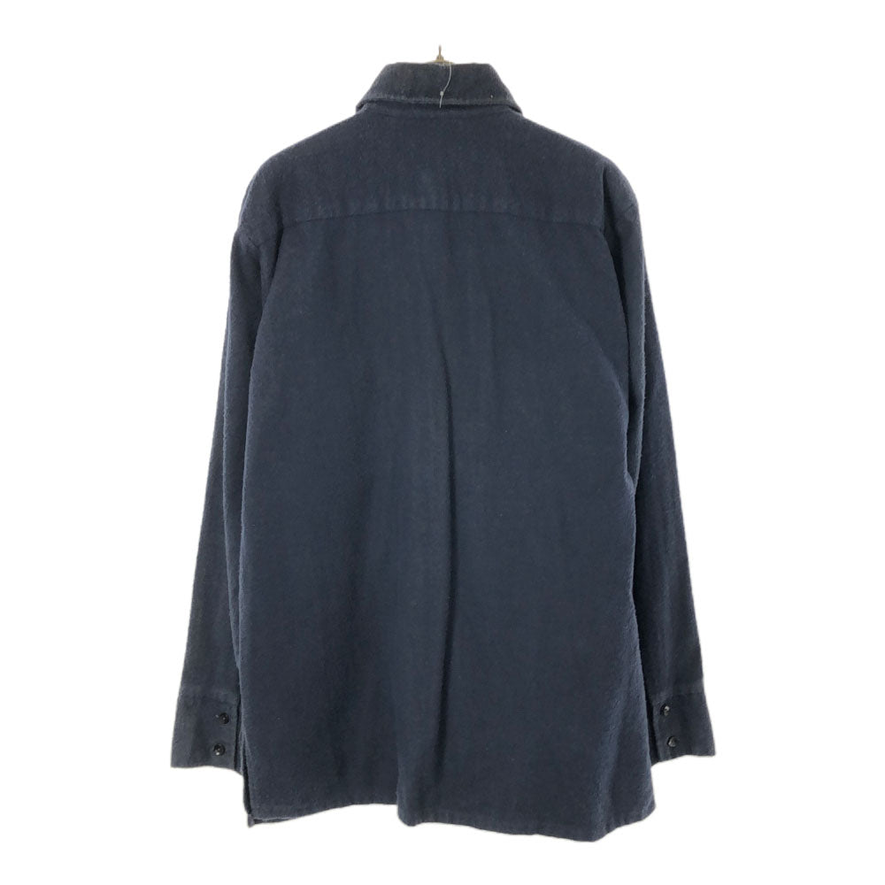 ラッパーズ 70s USA製 長袖 起毛 シャツ ネイビー サイドスリット 胸ポケット オールド ヴィンテージ メンズ