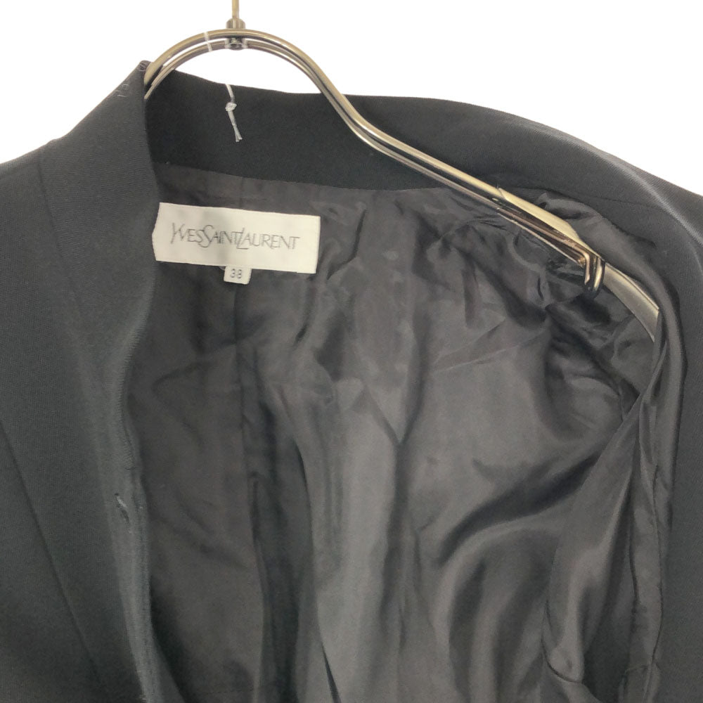 イヴサンローラン 日本製 スタンドカラー ウールジャケット 38 ブラック YVES SAINT LAURENT レディース
