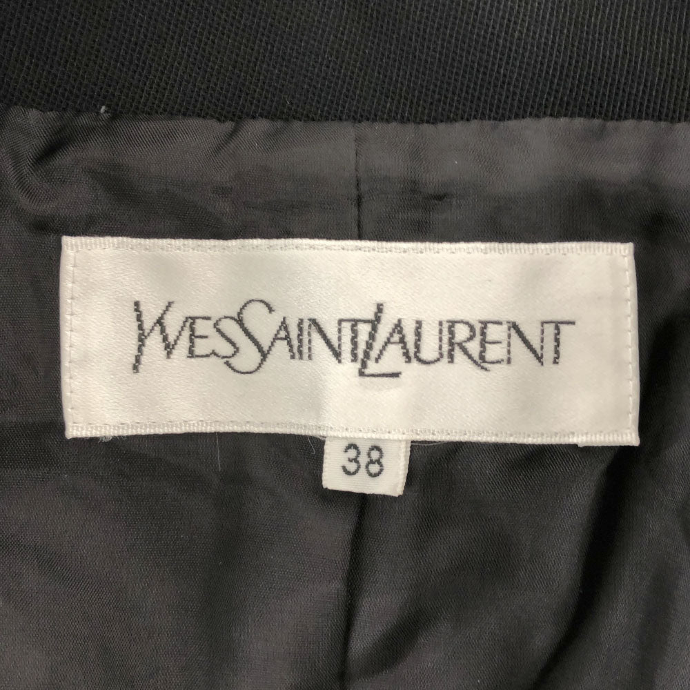イヴサンローラン 日本製 スタンドカラー ウールジャケット 38 ブラック YVES SAINT LAURENT レディース