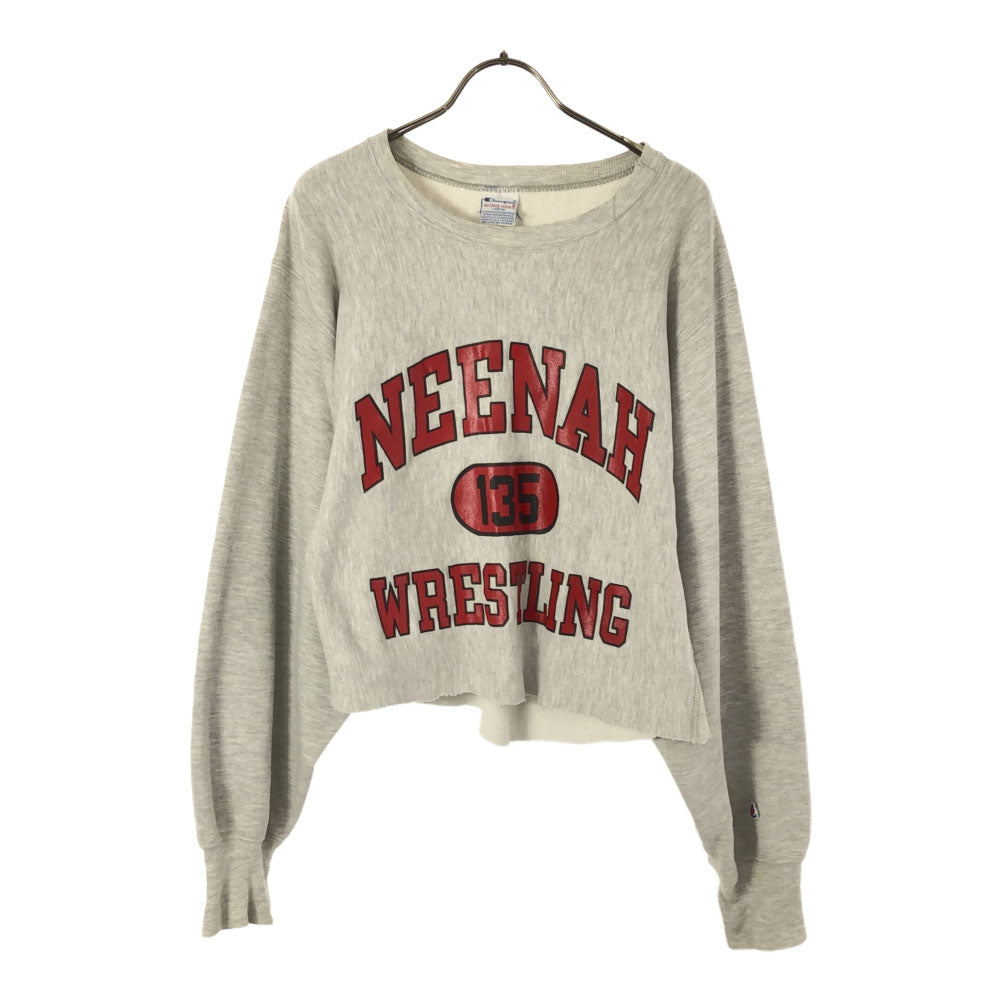 Champion チャンピオン 90s USA製 刺繍タグ オールド 3段 リバースウィーブ プリント 長袖 トレーナー L グレー 裏起毛 メンズ