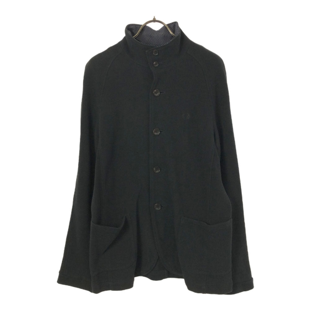 FRED PERRY フレッドペリー 日本製 スタンドカラー コットンジャケット M ブラック 鹿の子地 メンズ